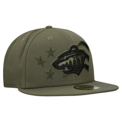 Minnesota Wild New Era Military Appreciation Flag 59FIFTY Fitted Hat Olive