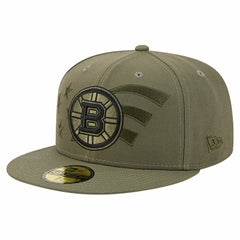 Boston Bruins New Era Military Appreciation Flag 59FIFTY Fitted Hat Olive