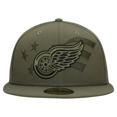 Detroit Red Wings New Era Military Appreciation Flag 59FIFTY Fitted Hat Olive