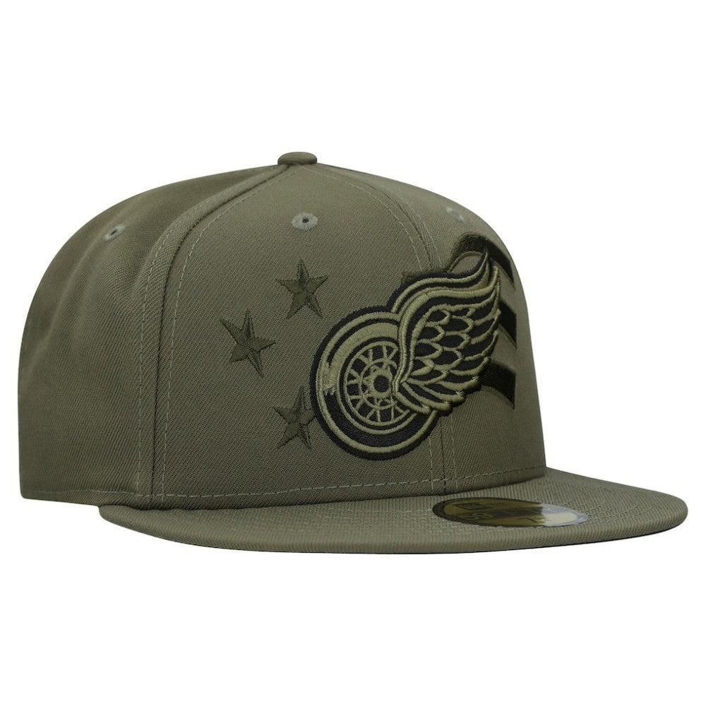 Detroit Red Wings New Era Military Appreciation Flag 59FIFTY Fitted Hat Olive