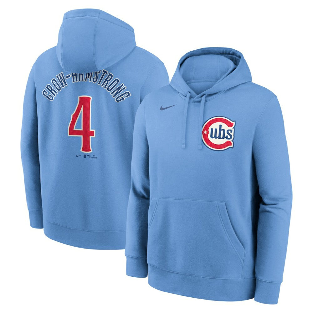 Pete Crow-Armstrong Chicago Cubs Player Name & Number Club Fleece Pullover Hoodie Light Blue | Nike