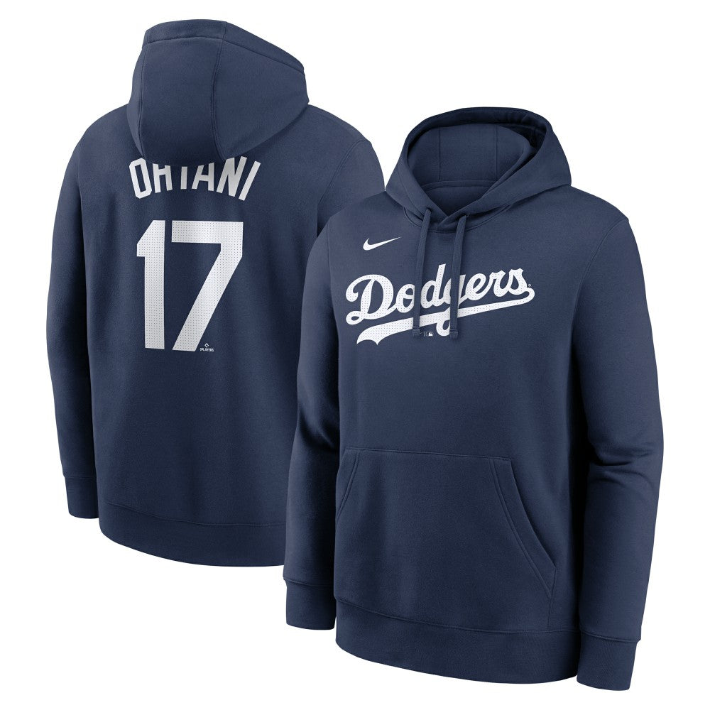 Shohei Ohtani Los Angeles Dodgers Player Name & Number Club Fleece Pullover Hoodie Navy | Nike