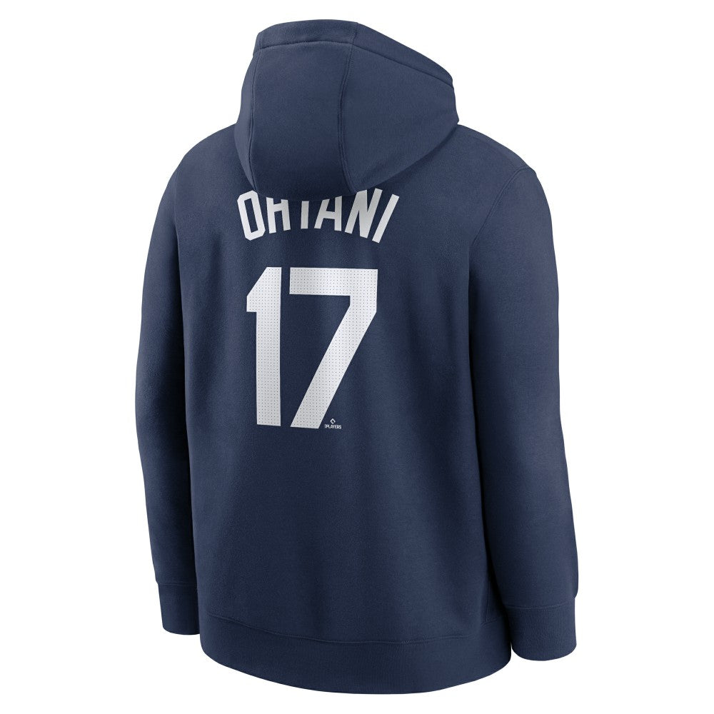 Shohei Ohtani Los Angeles Dodgers Player Name & Number Club Fleece Pullover Hoodie Navy | Nike