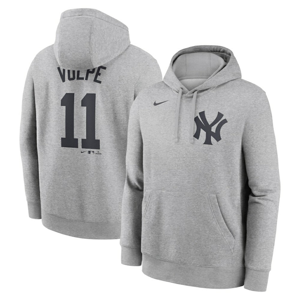 Anthony Volpe New York Yankees Player Name & Number Club Fleece Pullover Hoodie Heather Gray | Nike