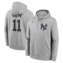 Anthony Volpe New York Yankees Player Name & Number Club Fleece Pullover Hoodie Heather Gray | Nike