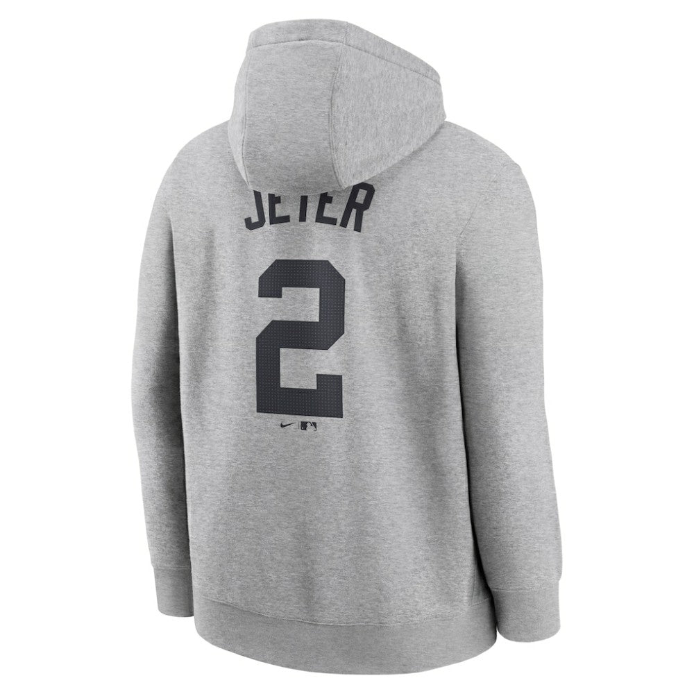 Derek Jeter New York Yankees Player Name & Number Club Fleece Pullover Hoodie Heather Gray | Nike