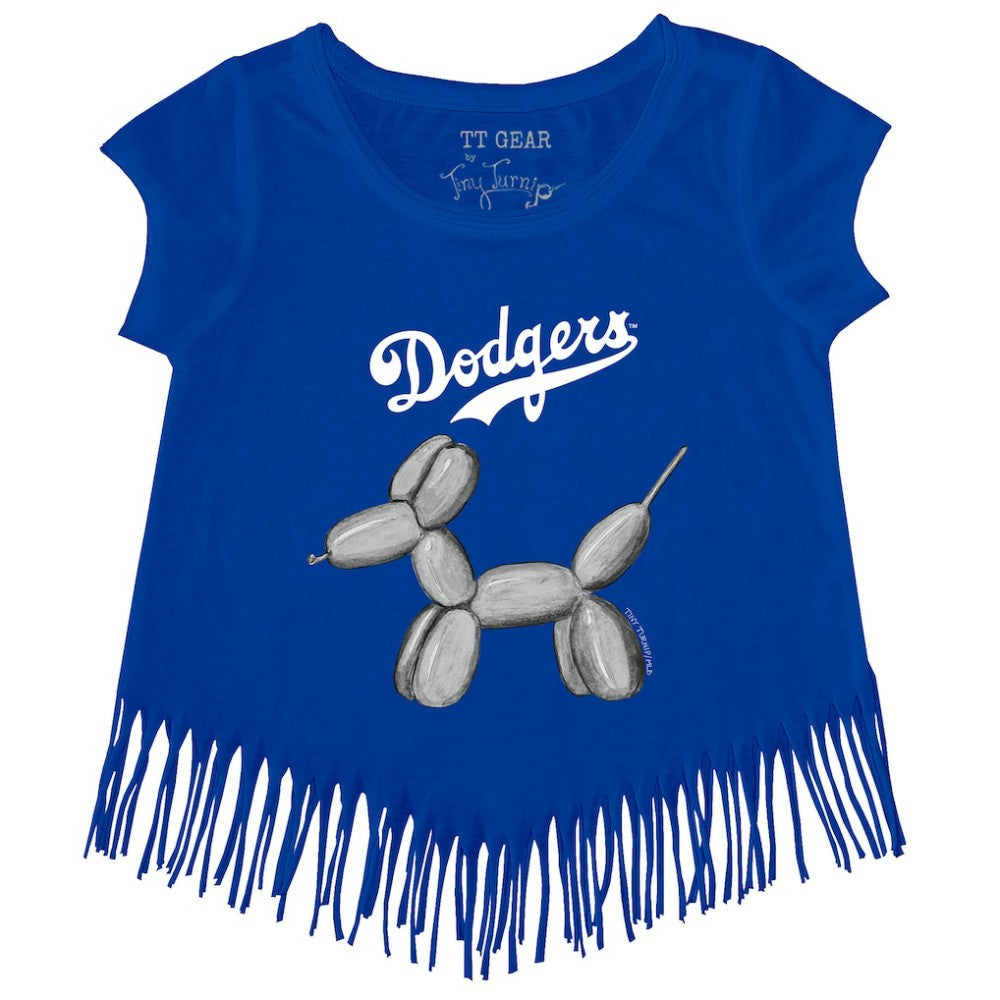 Los Angeles Dodgers Tiny Turnip Girls Youth Balloon Dog Fringe T-Shirt Royal