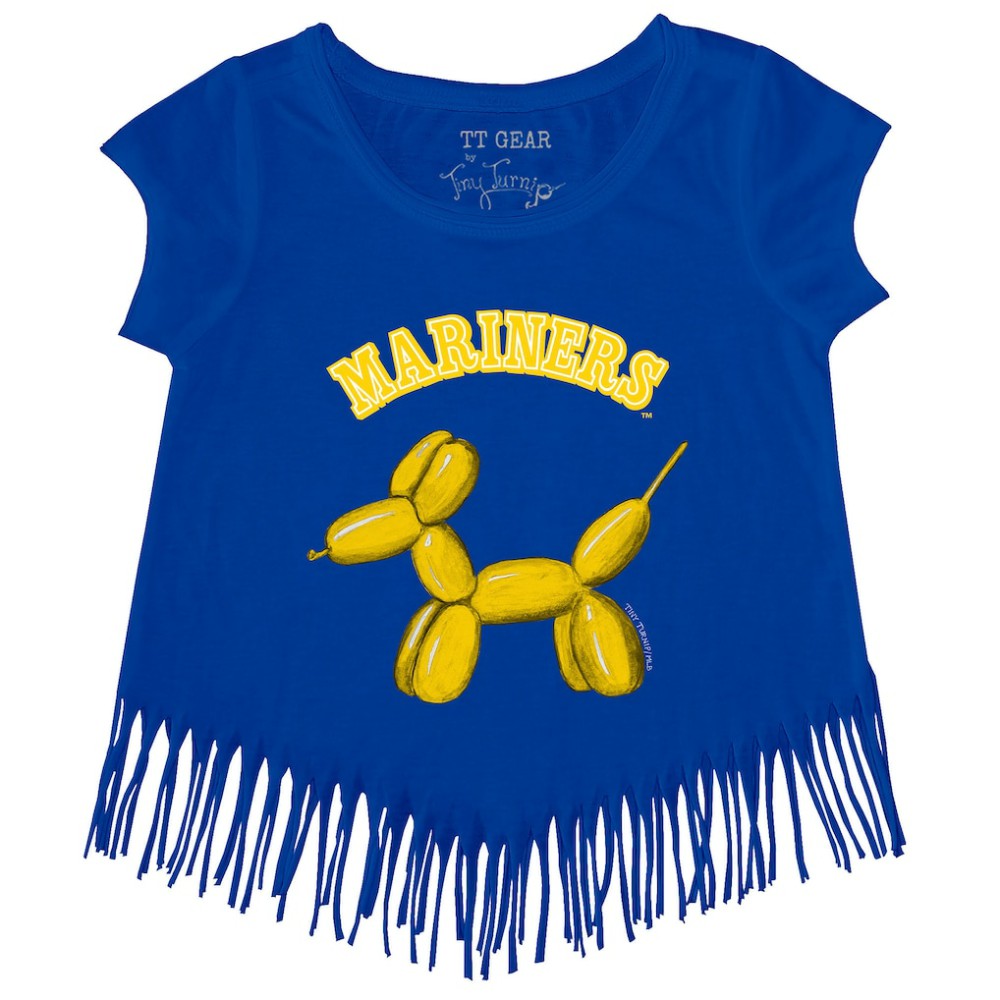 Seattle Mariners Tiny Turnip Girls Youth Balloon Dog Fringe T-Shirt Royal