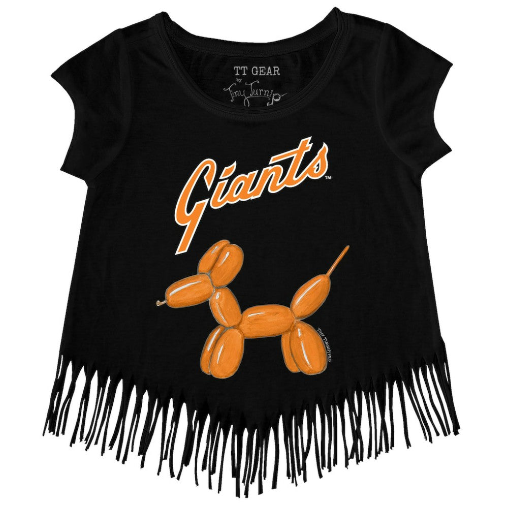 San Francisco Giants Tiny Turnip Girls Youth Balloon Dog Fringe T-Shirt Black