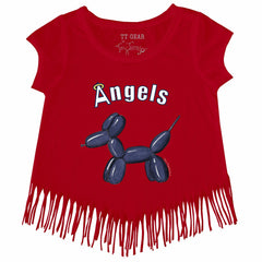 Los Angeles Angels Tiny Turnip Girls Youth Balloon Dog Fringe T-Shirt Red