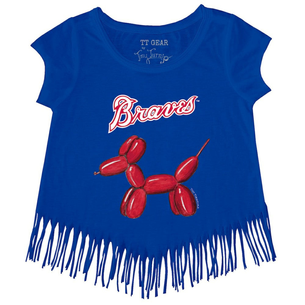 Atlanta Braves Tiny Turnip Girls Youth Balloon Dog Fringe T-Shirt Royal