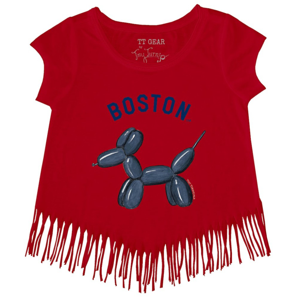 Boston Red Sox Tiny Turnip Girls Youth Balloon Dog Fringe T-Shirt Red