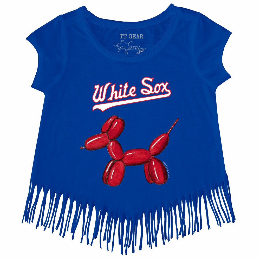 Chicago White Sox Tiny Turnip Girls Youth Balloon Dog Fringe T-Shirt Royal