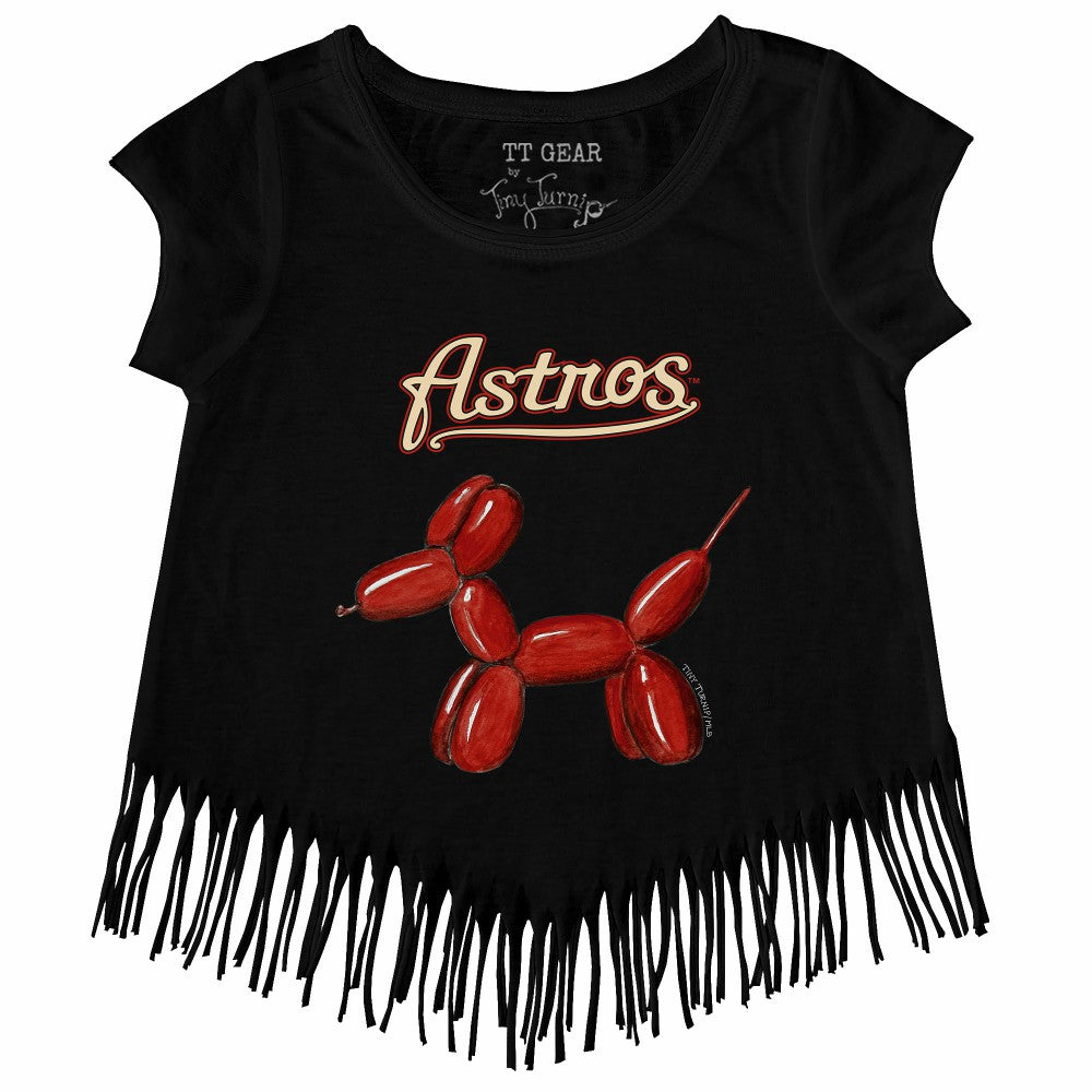 Houston Astros Tiny Turnip Girls Youth Balloon Dog Fringe T-Shirt Black