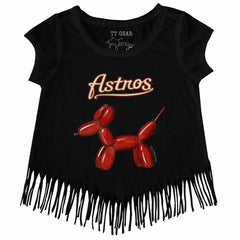 Houston Astros Tiny Turnip Girls Youth Balloon Dog Fringe T-Shirt Black