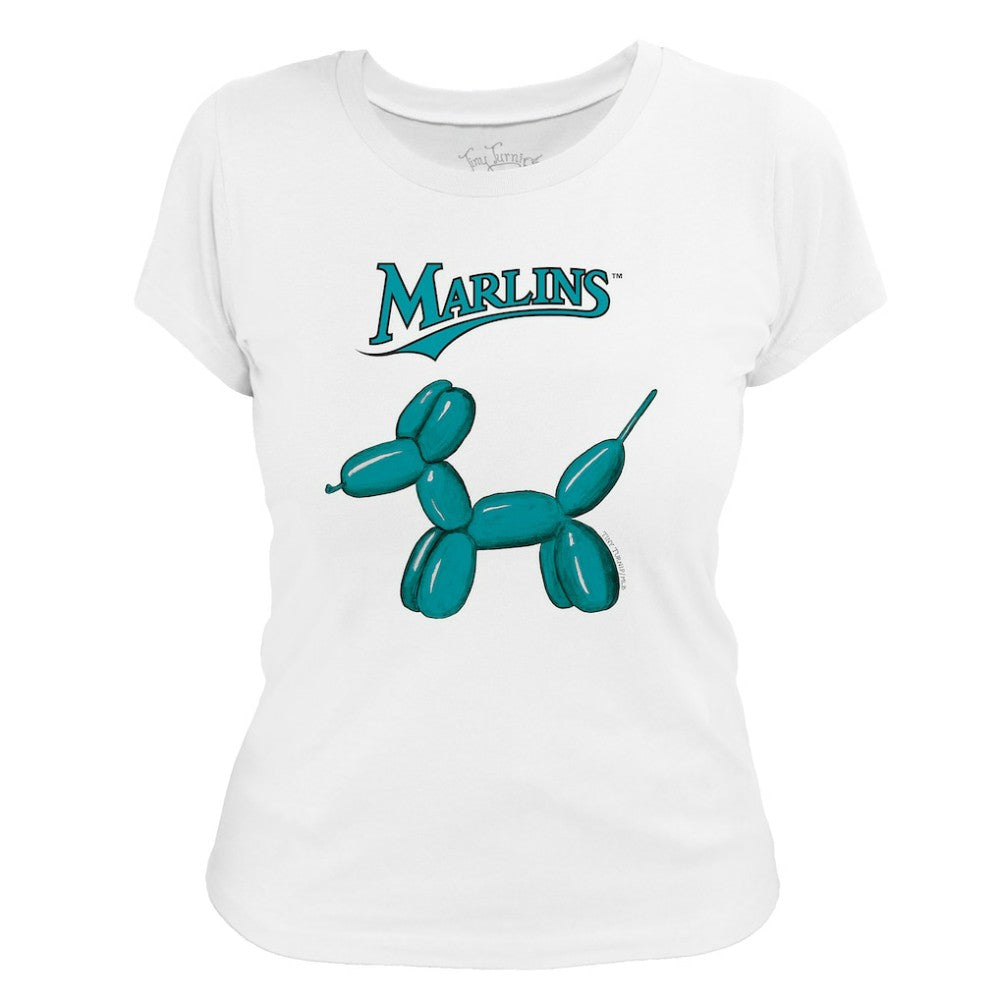 Miami Marlins Tiny Turnip Women's Balloon Dog T-Shirt White