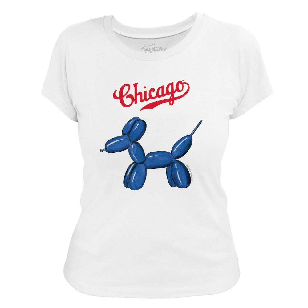 Chicago Cubs Tiny Turnip Women's Balloon Dog T-Shirt White