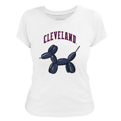 Cleveland Guardians Tiny Turnip Women's Balloon Dog T-Shirt White