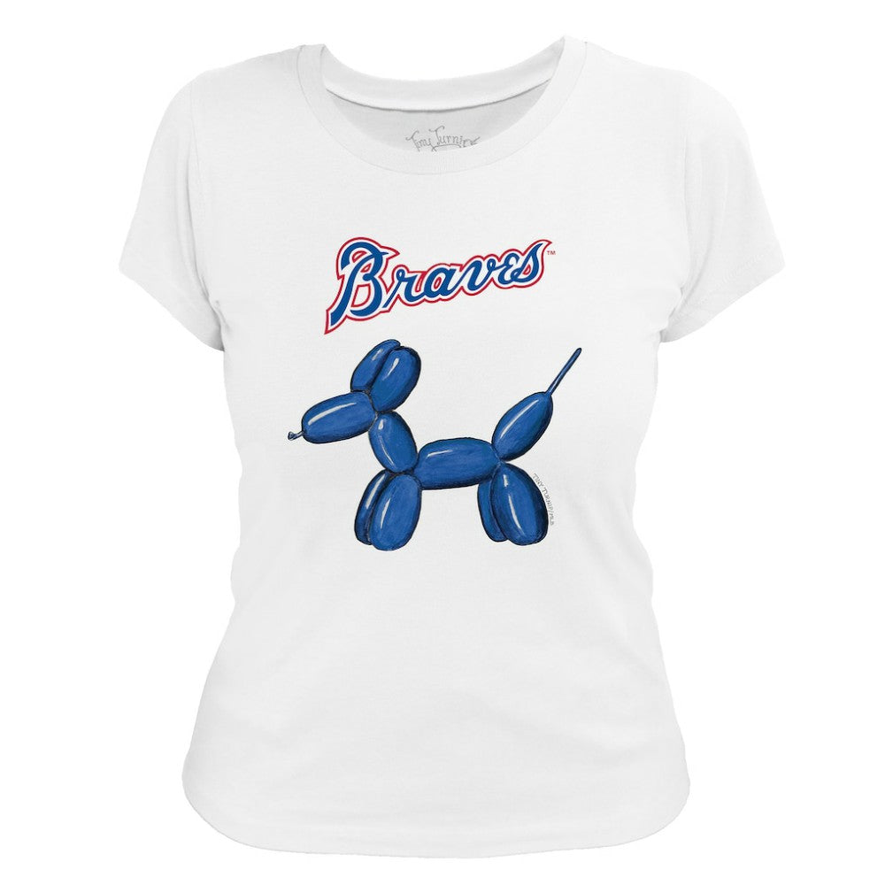 Atlanta Braves Tiny Turnip Women's Balloon Dog T-Shirt White