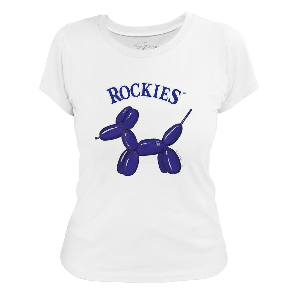 Colorado Rockies Tiny Turnip Women's Balloon Dog T-Shirt White