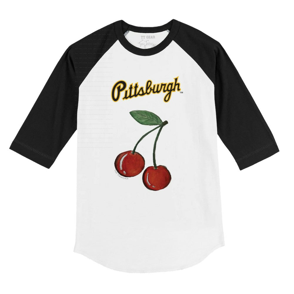 Pittsburgh Pirates Tiny Turnip Youth Cherries 3/4-Sleeve Raglan Baseball T-Shirt White