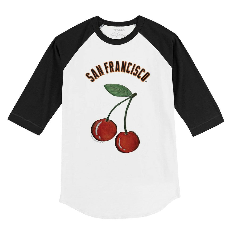 San Francisco Giants Tiny Turnip Youth Cherries 3/4-Sleeve Raglan Baseball T-Shirt White