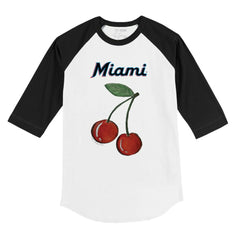 Miami Marlins Tiny Turnip Youth Cherries 3/4-Sleeve Raglan Baseball T-Shirt White