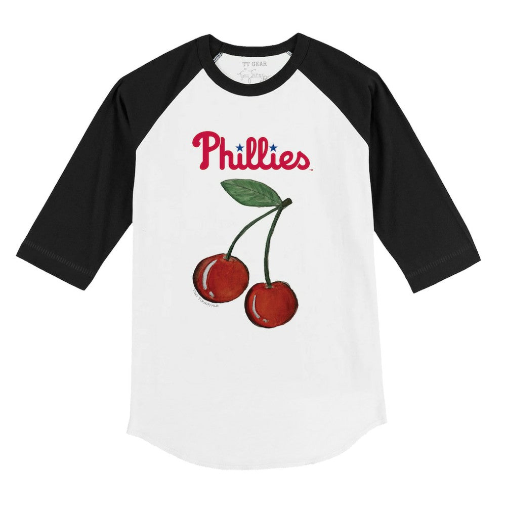 Philadelphia Phillies Tiny Turnip Youth Cherries 3/4-Sleeve Raglan Baseball T-Shirt White