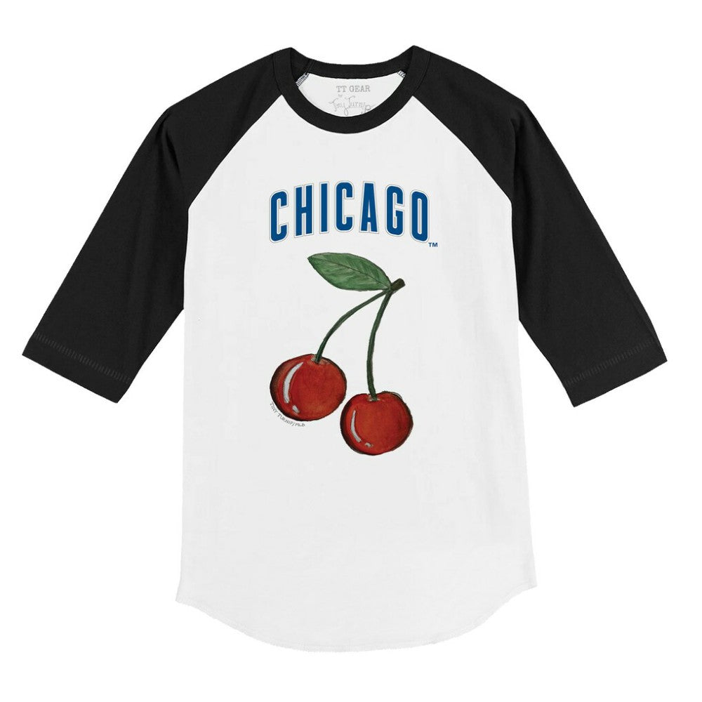 Chicago Cubs Tiny Turnip Youth Cherries 3/4-Sleeve Raglan Baseball T-Shirt White