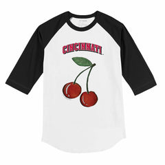 Cincinnati Reds Tiny Turnip Youth Cherries 3/4-Sleeve Raglan Baseball T-Shirt White