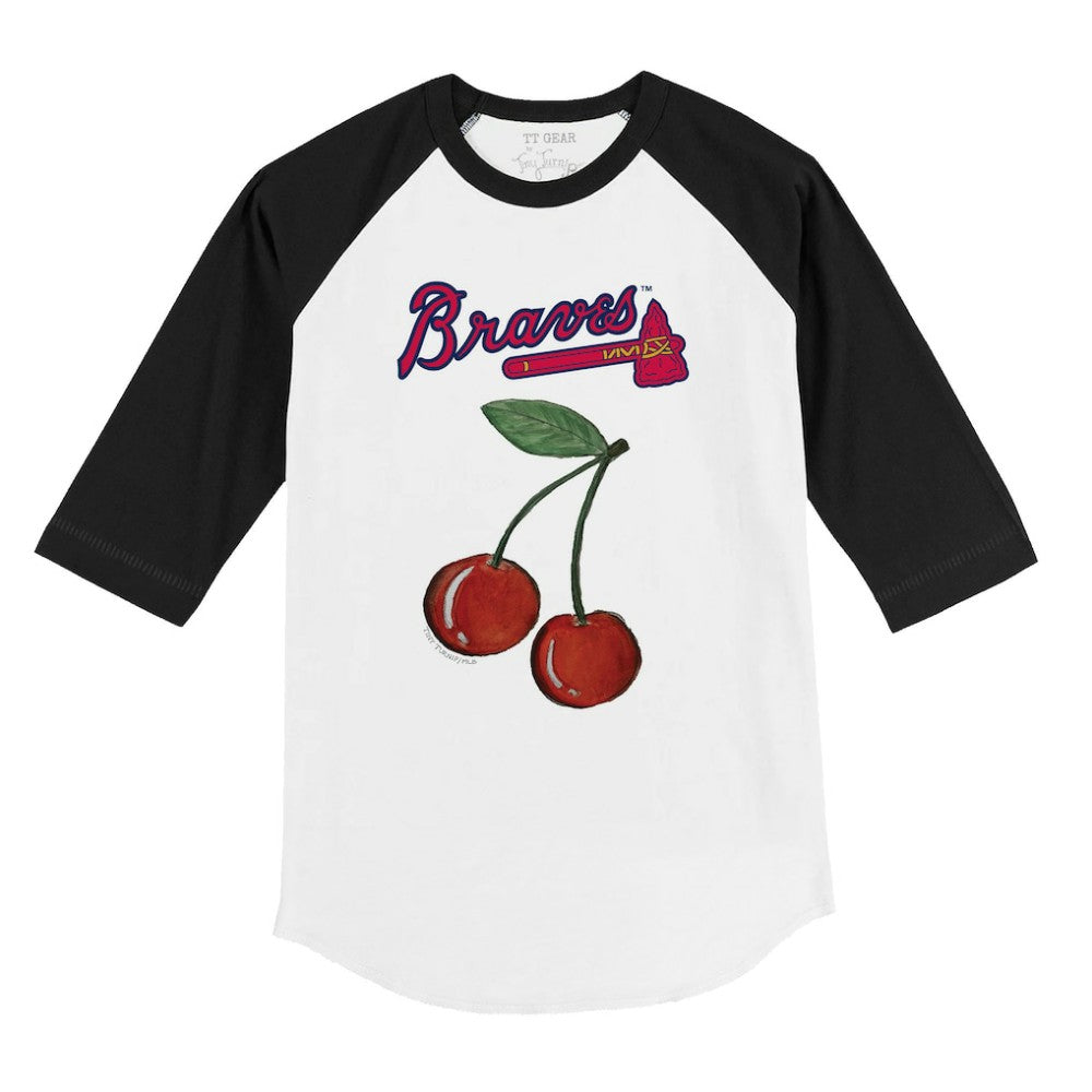 Atlanta Braves Tiny Turnip Youth Cherries 3/4-Sleeve Raglan Baseball T-Shirt White