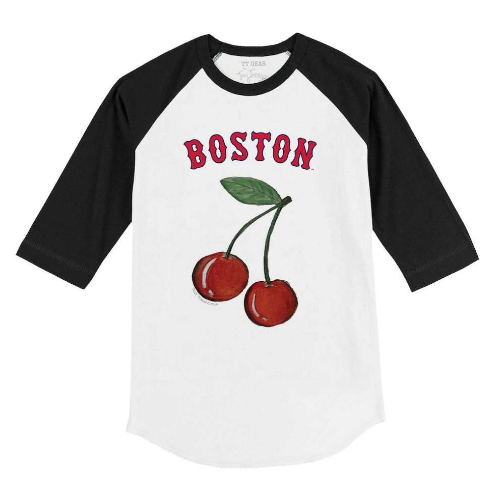 Boston Red Sox Tiny Turnip Youth Cherries 3/4-Sleeve Raglan Baseball T-Shirt White