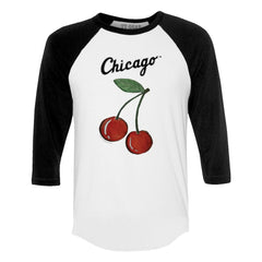 Chicago White Sox Tiny Turnip Women's Cherries 3/4-Sleeve Raglan Baseball T-Shirt White