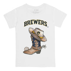 Milwaukee Brewers Tiny Turnip Youth Cowboy Boot T-Shirt White