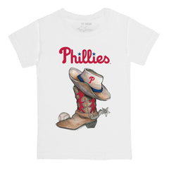 Philadelphia Phillies Tiny Turnip Youth Cowboy Boot T-Shirt White