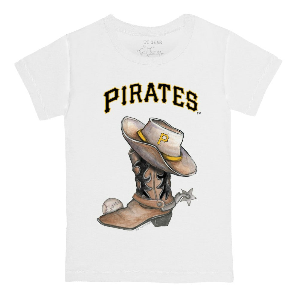 Pittsburgh Pirates Tiny Turnip Youth Cowboy Boot T-Shirt White