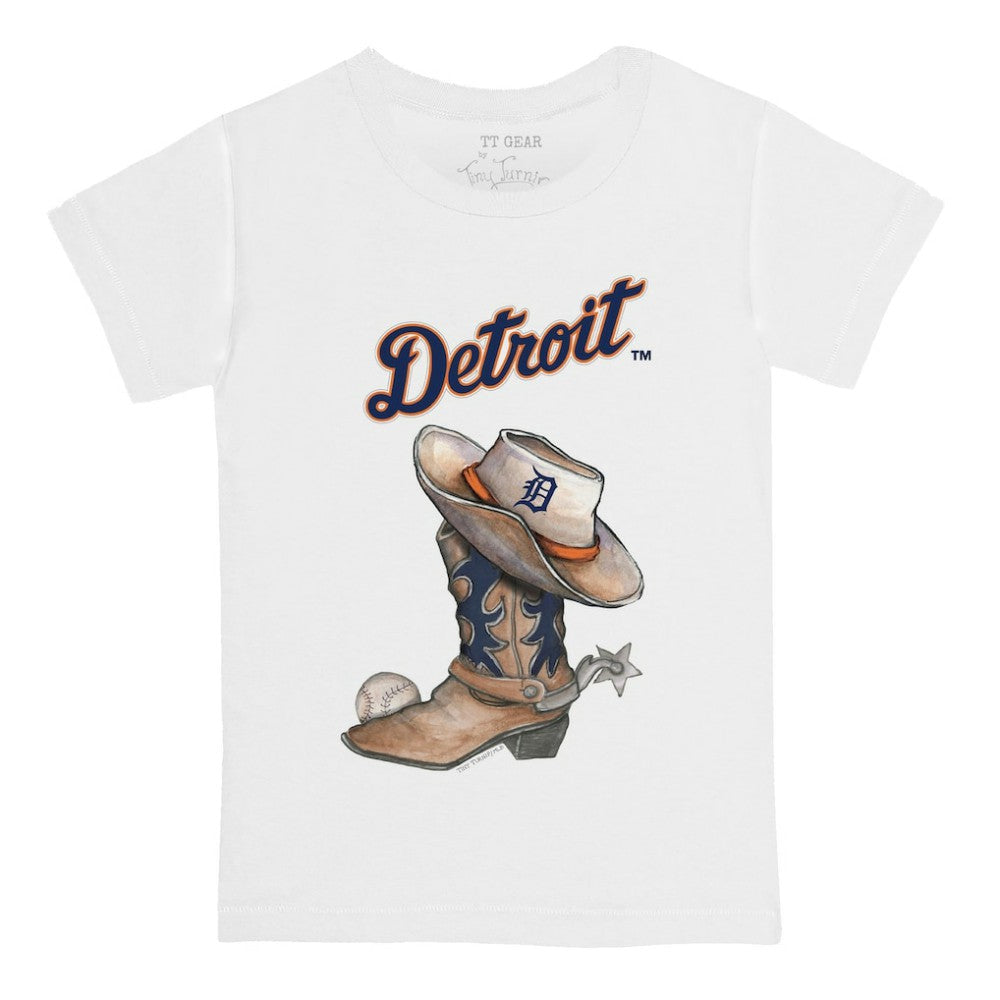 Detroit Tigers Tiny Turnip Youth Cowboy Boot T-Shirt White