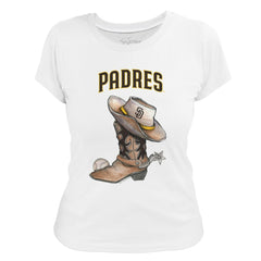 San Diego Padres Tiny Turnip Women's Cowboy Boot T-Shirt White