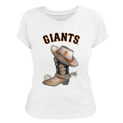 San Francisco Giants Tiny Turnip Women's Cowboy Boot T-Shirt White