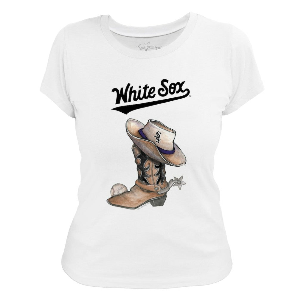 Chicago White Sox Tiny Turnip Women's Cowboy Boot T-Shirt White