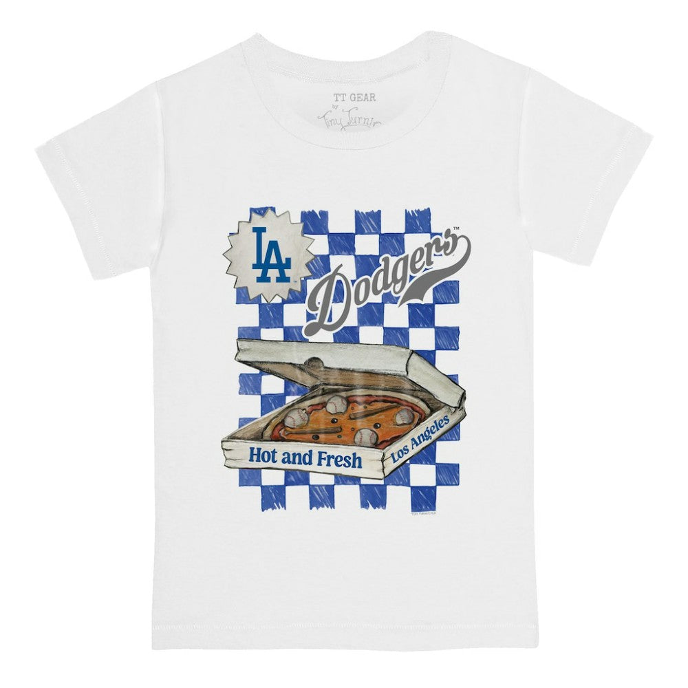 Los Angeles Dodgers Tiny Turnip Youth Pizza T-Shirt White
