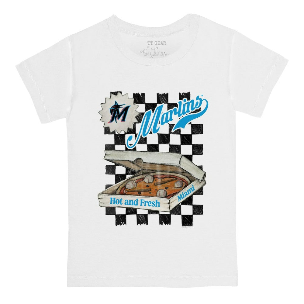 Miami Marlins Tiny Turnip Youth Pizza T-Shirt White