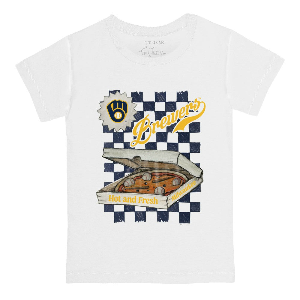 Milwaukee Brewers Tiny Turnip Youth Pizza T-Shirt White