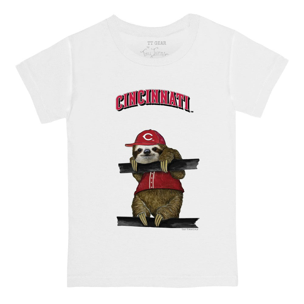 Cincinnati Reds Tiny Turnip Youth Sloth T-Shirt White