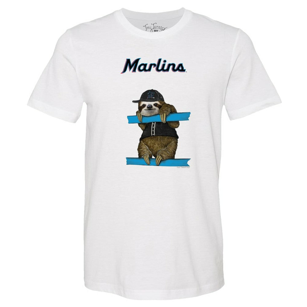 Miami Marlins Tiny Turnip Unisex Sloth T-Shirt White