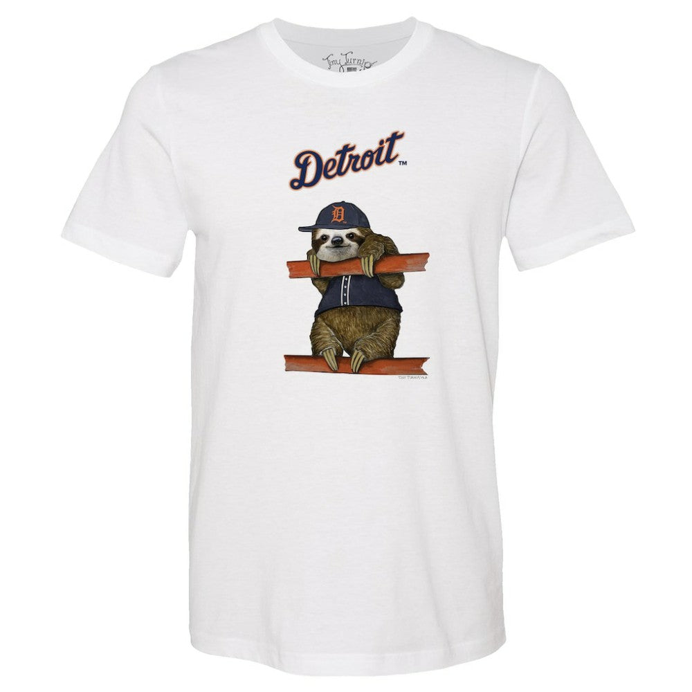 Detroit Tigers Tiny Turnip Unisex Sloth T-Shirt White