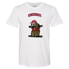 Cincinnati Reds Tiny Turnip Unisex Sloth T-Shirt White