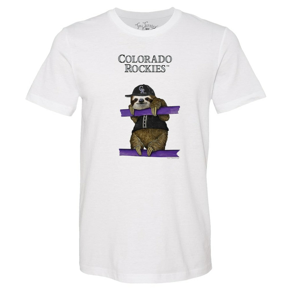 Colorado Rockies Tiny Turnip Unisex Sloth T-Shirt White