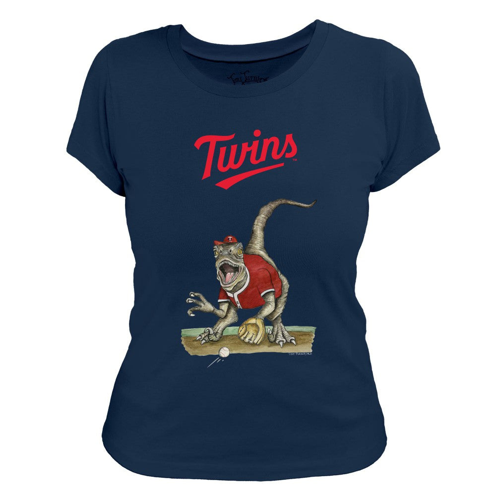 Minnesota Twins Tiny Turnip Women's Velociraptor T-Shirt Navy