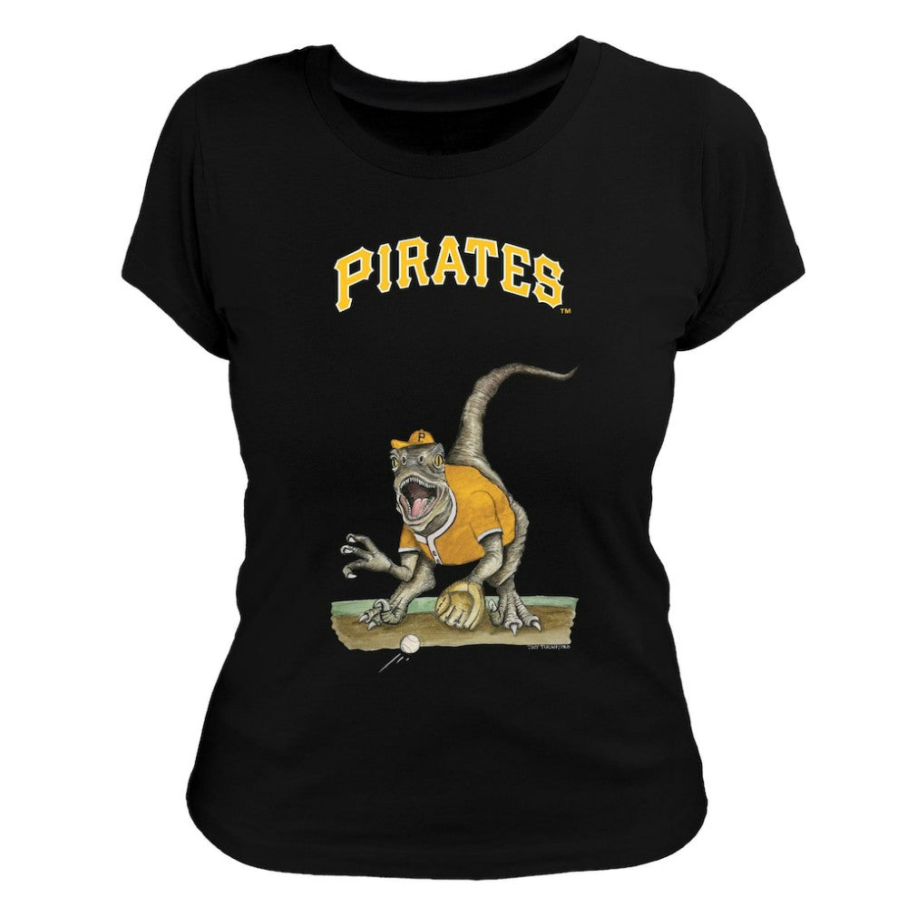 Pittsburgh Pirates Tiny Turnip Women's Velociraptor T-Shirt Black